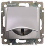 Розетка Legrand Valena  с заземлением с крышкой (алюминий)   770122