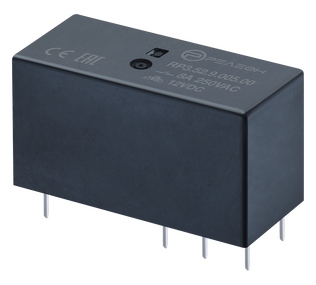 Низкопрофильное реле; 2 перекидных контакта 8А (= 5В DC) - герметичное
