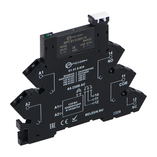 Интерфейсный модуль твердотельного реле (~/= 24В AC/DC) выходная цепь 1НО 2А, 48-280В AC; пружинные зажимы