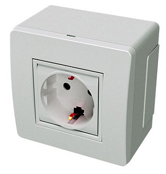 Коробка в сборе с силовой розеткой, коричневая (розница)