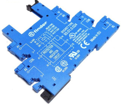 Розетка с винтовыми клеммами (с зажимной клетью) для реле 34 серии; питание 240В АС/DC; в комплекте пластиковая клипса; опции: LED
