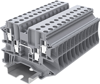 Клемма на DIN-рейку винт. 4 мм2 4 конт. проходная серая