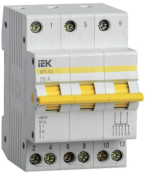 Выключатель-разъединитель трехпозиционный ВРТ-63 3P 25А IEK