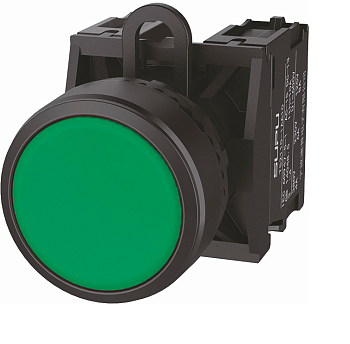 Кнопка серии TS2, плоский тип, мгновенное действие, зел.