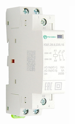 Модульный контактор 2НО контакта 16А (~/= 230В AC/DC)