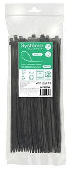 Стяжка кабельная нейлоновая 300х7.6 Чёрная (100шт) в пакете с замком ЗИП-ЛОК