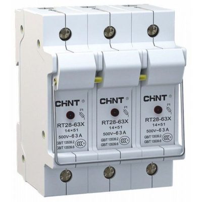 Держатель плавких вставок с индикацией RT28-63X 14х51 3П (CHINT)