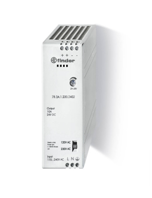 Импульсный источник питания; вход 120...240В AC/220В DC; выход 24В DC, 240Вт; компактный; зарадка аккумуляторов; степень защиты IP20