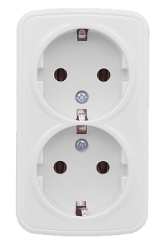Минск Розетка 2-местная ОП 16А с заземлением белая EKF Basic