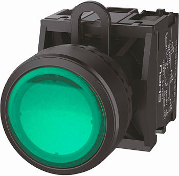 Кнопка серии TS2 с подсветкой, 6V, AC/DC, плоский тип, мгновенное действие, зел.