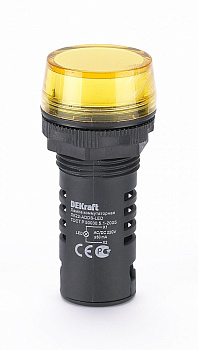 Лампа комм. ADDS D22 LED жел. 220В AC/DC ЛK-22
