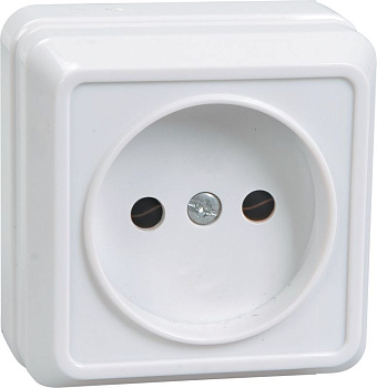 РС20-2-ОБ Розетка 1местн. без з/к 10А откр.уст. ОКТАВА (белый)
