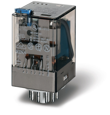 Универсальное электромеханическое реле;  3CO 10A; контакты AgNi; катушка 400В AC; степень защиты RTI; опции: кнопка тест + мех.индикатор