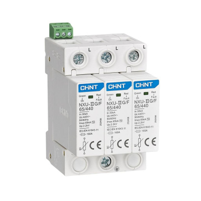 Ограничитель имп. перенапр. NXU-IIG/F 3P In=25kA Uc=440B Im=65kA (R)(CHINT)