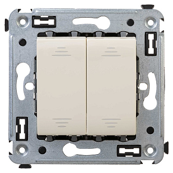 Выключатель двухклавишный в стену, "Avanti", "Ванильная дымка"