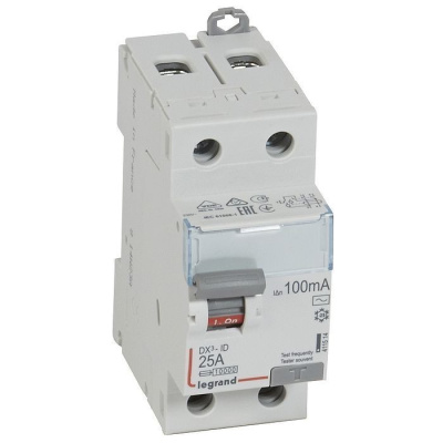 Выключатель дифференциального тока DX³-ID - 2П - 230 В~ - 25 А - тип AC - 100 мА - 2 модуля